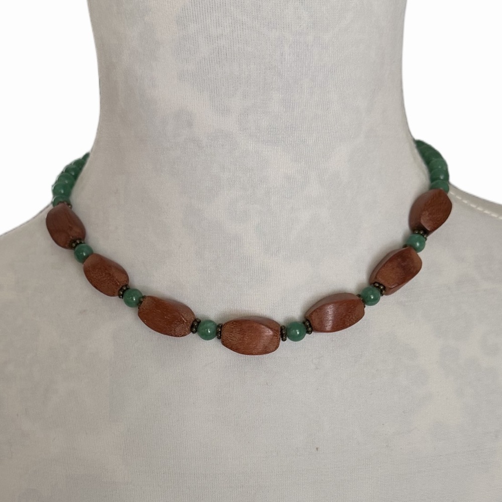 Green and Brown Beaded Necklace